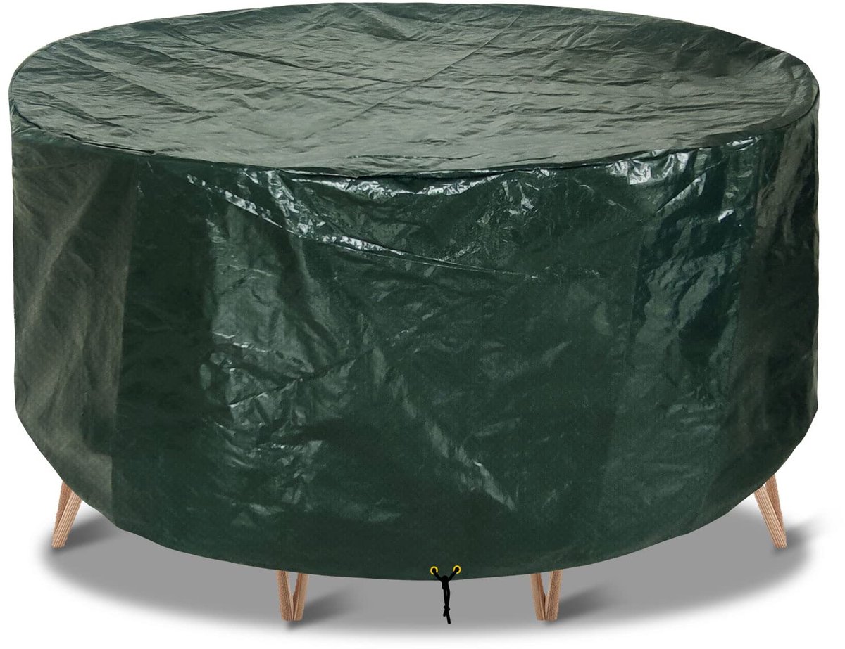 Ibenzoa® Tuinmeubelhoezen, waterdichte tuintafelafdekking, 230 x 90 cm, outdoor tafelhoezen voor tuinmeubelen, tuinhoezen, rond, ademend polyethyleen voor tafel en stoel (groen