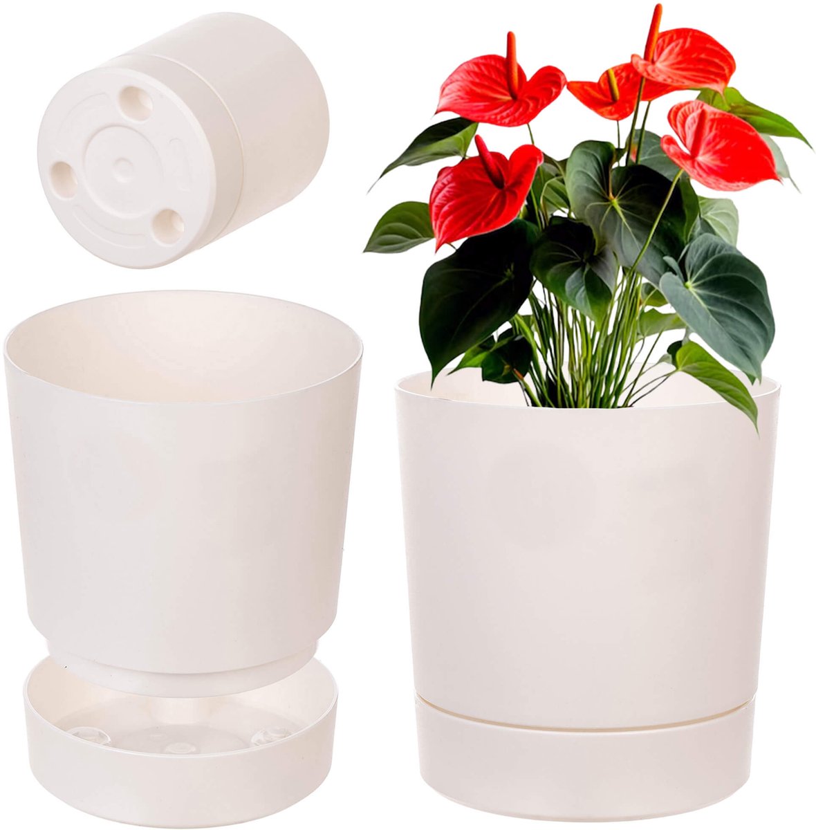 KADAX Aura 200 gerecyclede plantenbak met standaard - crème