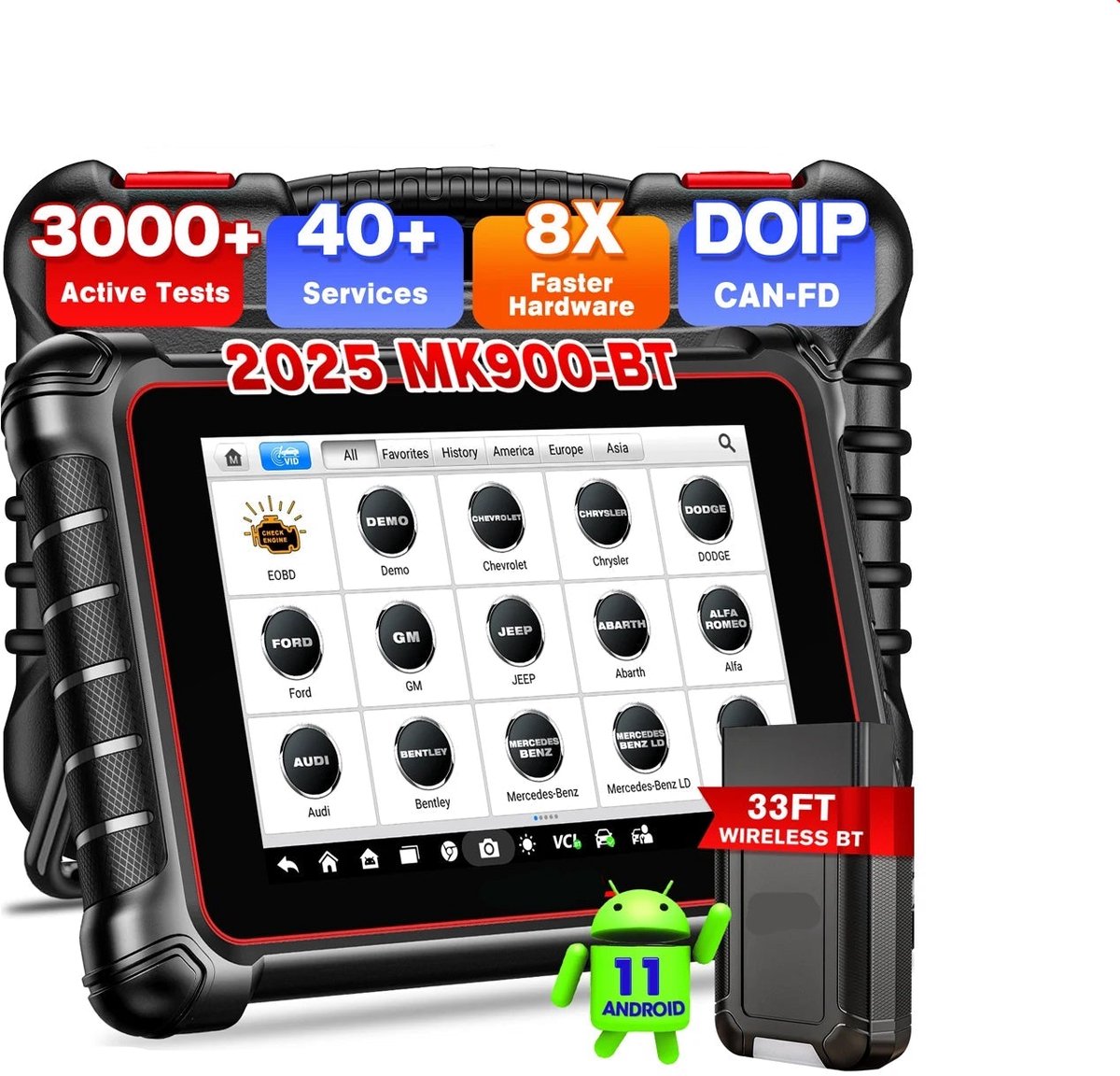 Professionele Diagnosetool – Autoscanner – OBD2 Scanner – Foutcodelezer – Auto Diagnose – 8-Inch Touchscreen – Quad-Core Processor