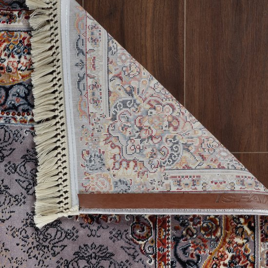 Tapis oriental Ispahan - Poils courts - Tapis Vintage Classique - Grijs / Multi- 80x300 CM