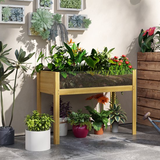 4goodz verhoogde plantenbak 54x123x74 cm met 8 vaks-verdeler 4goodz verhoogde plantenbak 54x123x74 cm met 8 vaks-verdeler