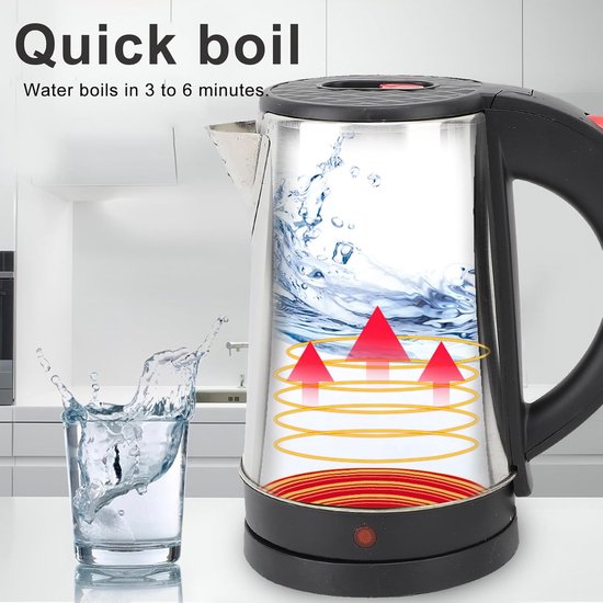 0.8L Stainless Steel Wireless Kettle, Electric Water Heater Hot Water Pot Pressure Cooking Water Heater Wireless Pot Portable Electric Hot Water Kettle Pressure Cooker Water Heater with van Merkloos	 — afbeelding 2