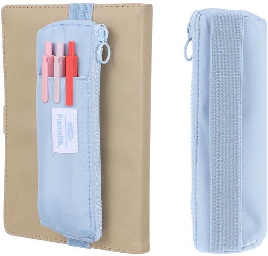 Pennenhouder, notitieboek, 5 stuks, elastisch dagboek, PU