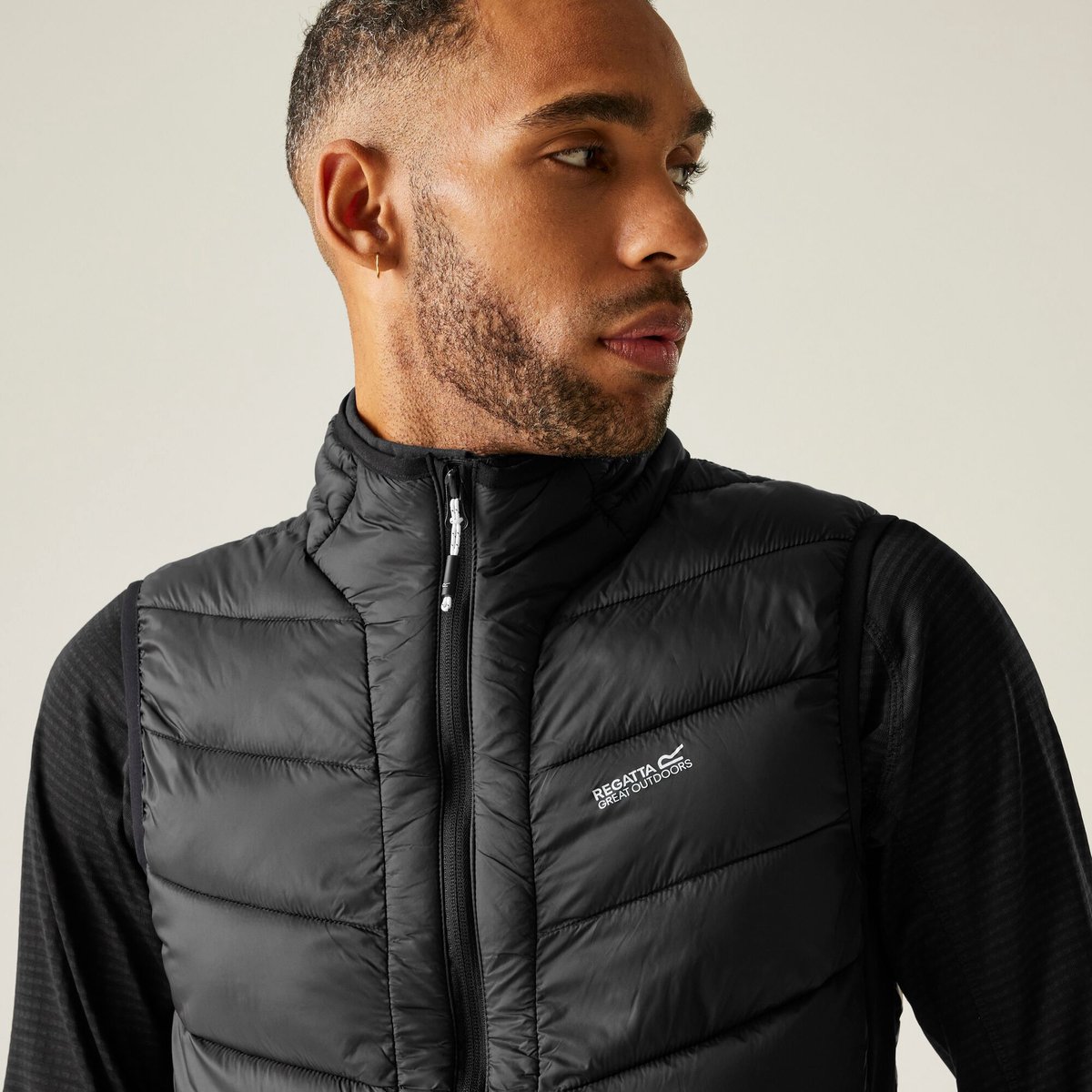 Leedre hybride gewatteerde bodywarmer voor heren Zwart