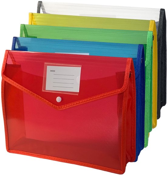Kuuqa 5 Stuks A4 Documententassen Met Ritssluiting – Transparant, Waterdicht En Stevig (32x23 Cm)