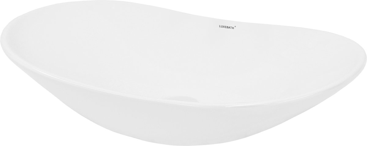 Ovale wastafel zonder overloop 64x36,5x13 cm wit keramiek LuxeBath