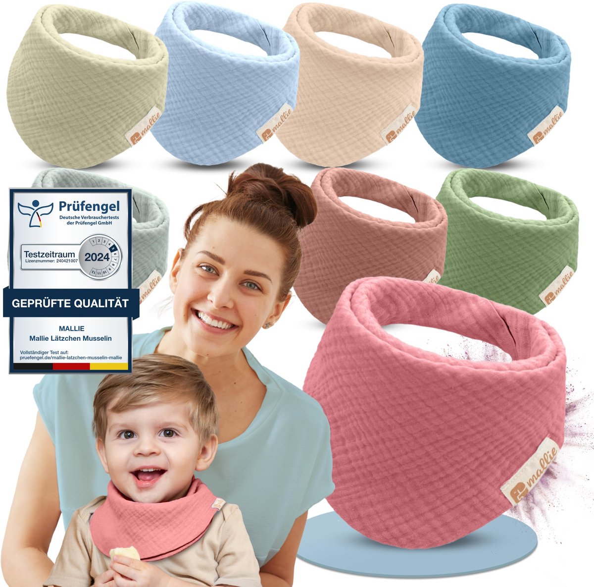 Baby Slabbetjes - Mousseline Set van 8 - Voor Kwijlslabbetjes, Bandana's en Sjaals