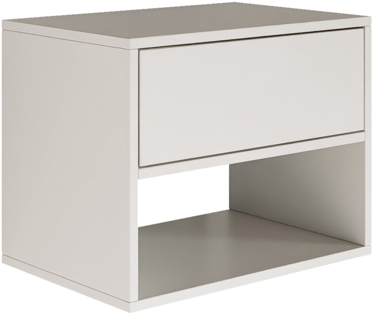 Selsey Framme – Hangend nachtkastje met lade en open vak, wit, 50 cm