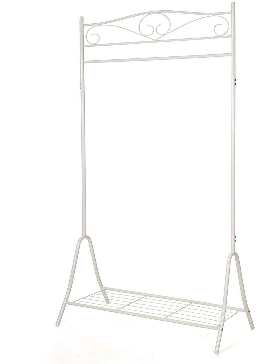 Unyqoos Kledingrek van 173 cm hoog met metalen frame en schoenenplank voor optimale opbergruimte Crème wit
