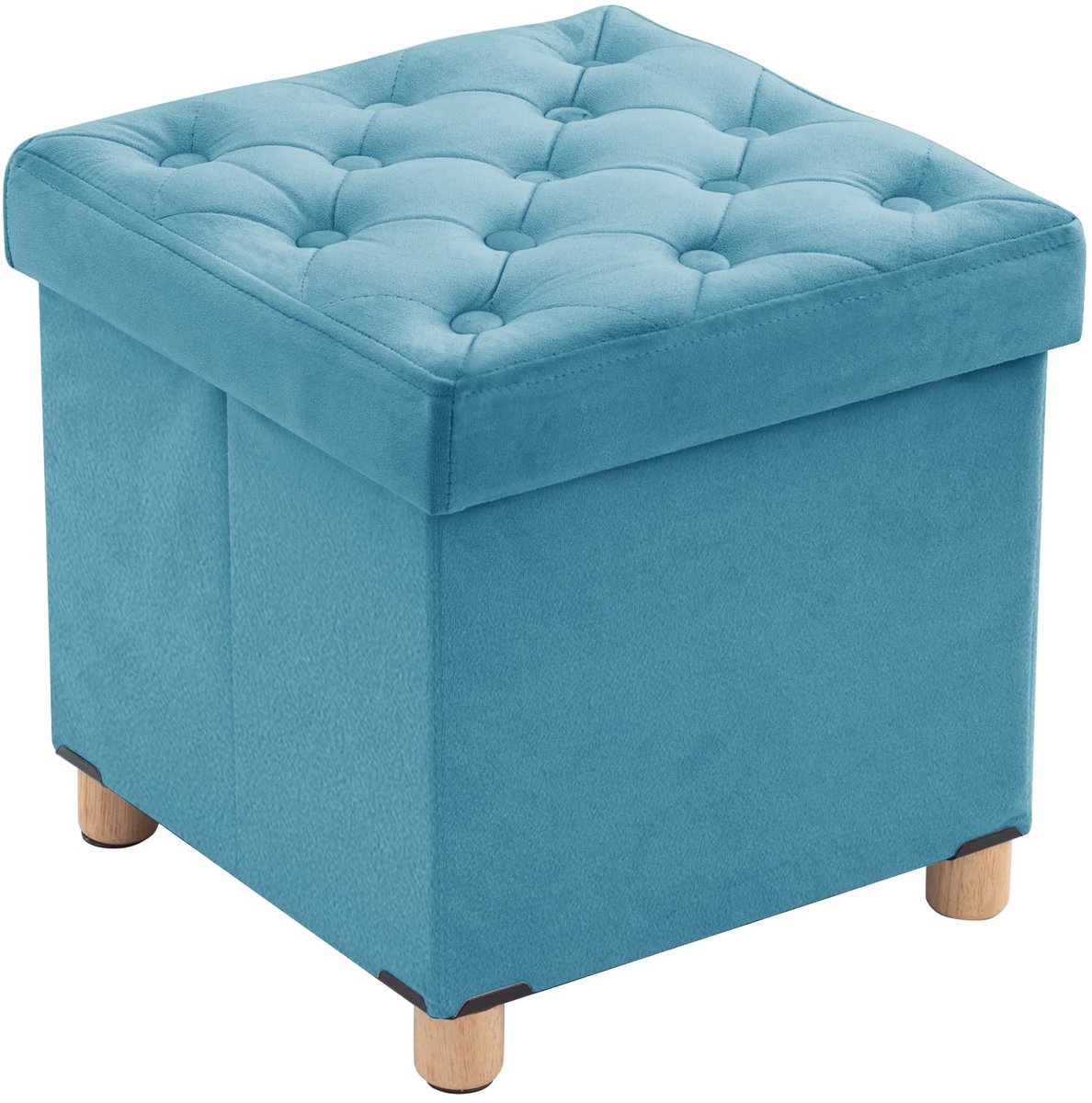 Unyqoos Kruk met opbergruimte en luxe fluwelen afwerking, veelzijdige voetenbank voor elke ruimte, 40 x 40 x 40 cm groen