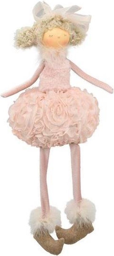 Pop kunststof Meisje decoratieve pop Sannie roze