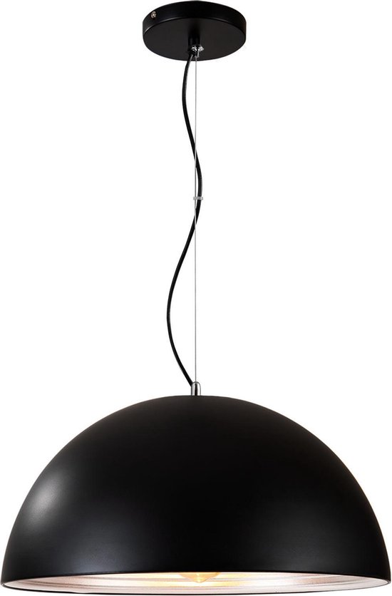 QUVIO Hanglamp modern - Metaal - Zwart en zilver - Diameter 60 cm | bol.com