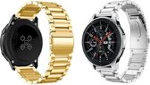 Smartwatch bandje - 2 pack - Geschikt voor Samsung Galaxy Watch 3 41mm, Active 2, 20mm horlogebandje - RVS metaal - Fungus - Schakel - Goud Zilver