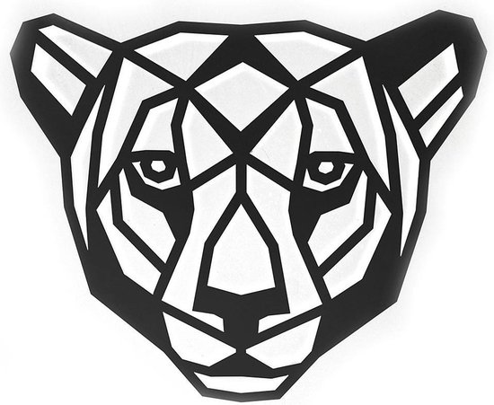 Houten Dierenkop • Houten Tijger • Dierenkop Tijger • Klein • Zwart MDF • Houten Dier • Wandecoratie