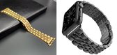 Geschikt voor Apple Watch bandje 42 / 44 / 45 mm - Series 1 2 3 4 5 6 7 SE - 4 pack - Smartwatch iWatch horloge band - 42mm 44mm 45mm - Fungus - RVS metaal - Zwart goud - Fijn