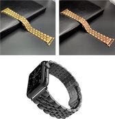Geschikt voor Apple Watch bandje 42 / 44 / 45 mm - Series 1 2 3 4 5 6 7 SE - 3 pack - Smartwatch iWatch horloge band - 42mm 44mm 45mm - Fungus - RVS metaal - Goud zwart rosegoud - Fijn