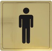 Heren toilet – zelfklevend Deurbordje Sticker - Gouden Aluminium – 14 x14cm