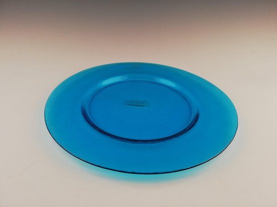 Deru - decoratief bord - blauw - glas - Ø 34cm - set 2 stuks | bol.com