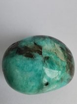 Edelstenen - Mineralen - Amazoniet met Zwarte Toermalijn - Handsteen  - Gepolijst - Geodes - Uniek