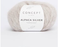 Alpaca Wol Katia Licht Beige/ Zilver nr. 251 - alpaca wol - breigaren - breien - haken - sjaal breien - muts breien - debardeur breien - super zacht - garen - breiwol