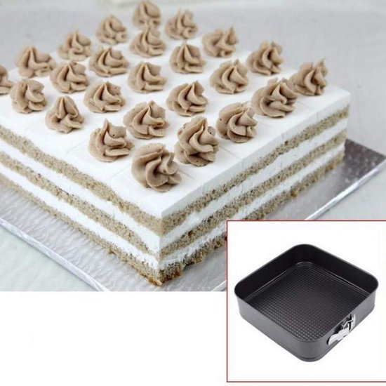 Luxe Springvorm Bakvorm Set - Rond/Vierkant/Hart - Metalen Bakblik Taartvorm & Cakevorm - Bak Vorm Voor Cake & Taarten - Met Anti-Aanbak Laag & Losse Bodem - Set Van 3 Stuks - BasketMate