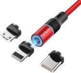 Magnetische USB kabel voor smartphone & tablet - Universele kabel met magnetische aansluiting - 3 Meter - Rood - Voor Apple/Samsung/Huawei/LG/Motorola/Xiaomi/HTC/etc