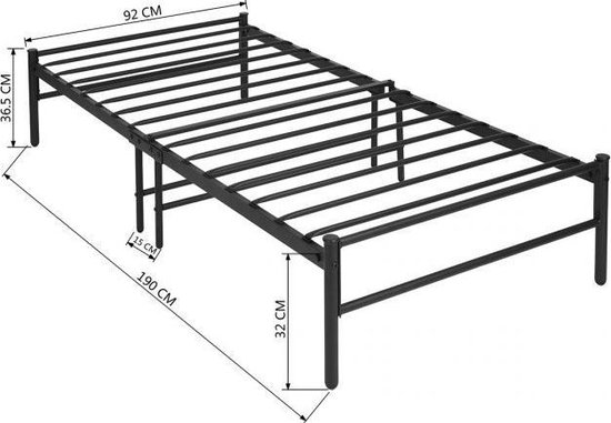 Bed frame - Eenpersoons - Metalen bed bodem - Zwart | bol.com