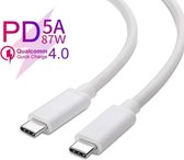 DrPhone PDTC1 – Power Delivery  - 5A 87W - Samsung – Google – Nintendo -Mac - Quick Charge 4.0 USB C – OTG- USB-C - Type-C Kabel – 1 Meter - Wit