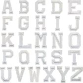 Strijk Embleem 'Alfabet Patch - 26 stuks' - WIT - Letters Stof Applicatie - Geborduurd - Kleding - Badges - Schooltas - Strijkletters - Patches - Iron On - Glue
