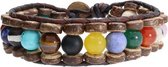 Bela Donaco Armband Classic B8 – Mixed color – Diverse edelstenen – kokos – leer