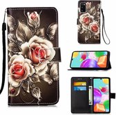 Hoesje Samsung Galaxy A70 - flip book case cover bloemen (rozen) met koord en ruimte voor pasjes en print - Hoesje met leuk printje - Bloemen hoesje voor Samsung A70.