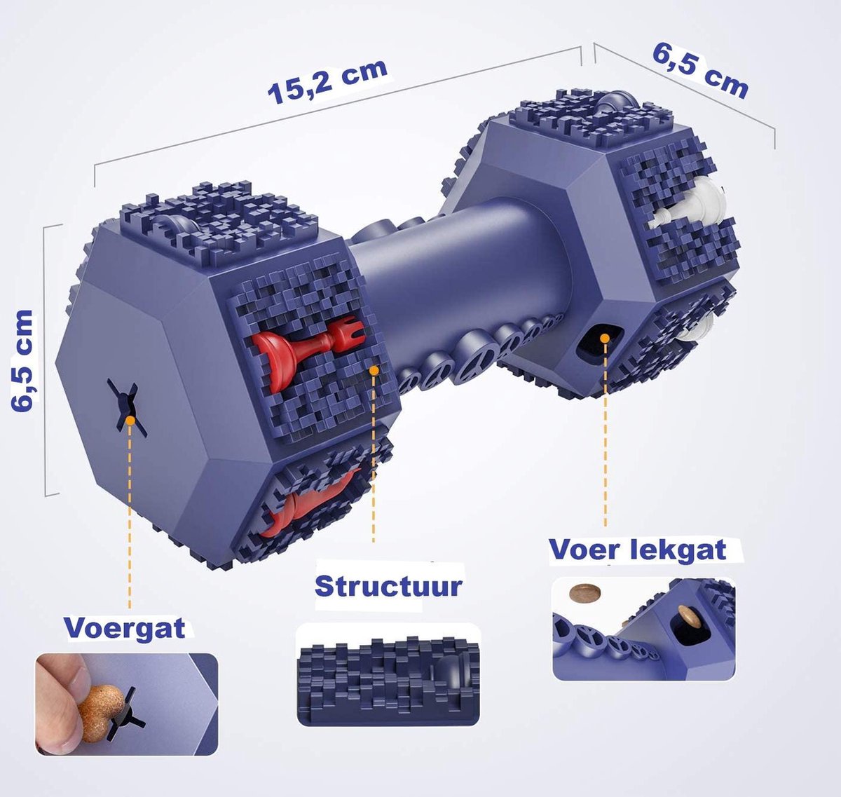PetPetrol Honden speelgoed -Dumbbell -Geschikt voor kleine en middelgrote honden- Tanden schoonmaken- Kauwen- Haltervorm- Blauw- Natuurrubber met Ananas smaak — afbeelding 3