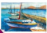 Zeil Boten Aquarel Strijk Applicatie 25,6 x 16,7 cm