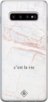 Samsung S10 Plus hoesje siliconen - C'est la vie | Samsung Galaxy S10 Plus case | Bruin/beige | TPU backcover transparant