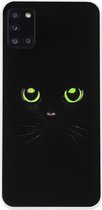 ADEL Siliconen Back Cover Softcase Hoesje voor Samsung Galaxy A31 - Katten Zwart Groene Ogen