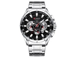 Curren - Horloge Heren - Horloges voor Mannen - 48 mm - Zilver Zwart