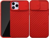 iPhone 12 Pro Max Hoesje - 6.7 inch - Siliconen Back Cover Case met Camera Slider Rood