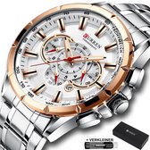 Horloges voor Mannen Heren Horloge Curren Herenhorloge Watch - Jongens Horloges - Incl. Horlogebox Geschenkdoos & Versteller - Zilver Rosé Wit - Litts®