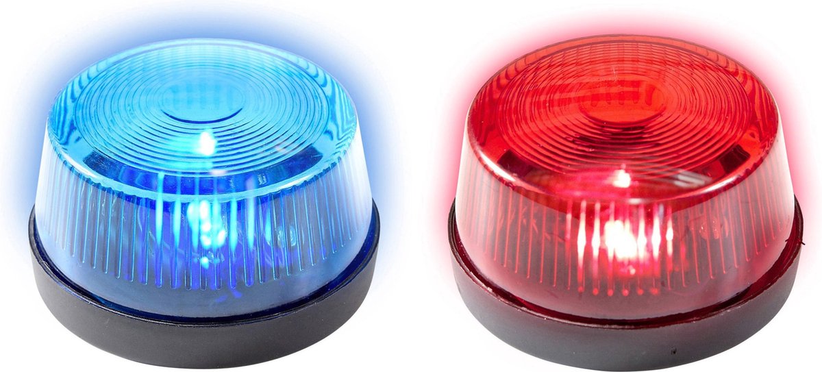 woonadres Zich afvragen Onbekwaamheid 2x Blauwe en rode politie LED zwaailampen/zwaailichten set met sirene 7 cm  -... | bol.com