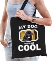 Dieren Newfoundlanders tasje katoen volw + kind zwart - my dog is serious cool kado boodschappentas/ gymtas / sporttas - honden / hond