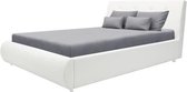 Bed voor volwassenen 140 x 190 cm - Witte imitatie - Inclusief boxspring - MILANO