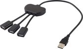 3 x USB 2.0 vrouwelijk naar USB 2.0 mannelijk HUB-adapter (zwart)