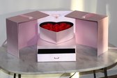 Flowerbox met Zeep Rozen - Giftbox - Valentijn - Moederdag - Roze Box met Rode Zeep Rozen