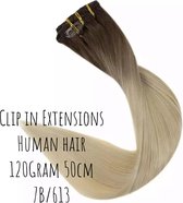 Clip In Extensions human hair Ombre Balayage 50cm 120gram TOP KWALITEIT