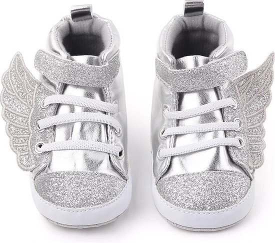Supercute - baby sneakers - Wings - zilver - 6 t/m 9 maanden