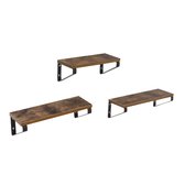 Wandplank Set van 3 in Vintage Hout – Boekenplank - Wandrek – Industrieel – Zwart / Hout