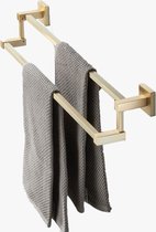 Handdoekenrek North | Dubbel rek | Mat goud | Roestvrij staal | Hangend Vrijstaand|Badkamer | Bathroom | Towel rack | Badkamer rek | Goudkleurige accessoires | Badkamer accessoires