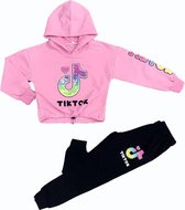 meisjes 2-delig tiktokcrop-top loungewear set | trainingspak | roze | maat 10  JAAR GF181