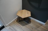 Hexagon salontafel kleur licht gerookt 60cm met industrieel onderstel