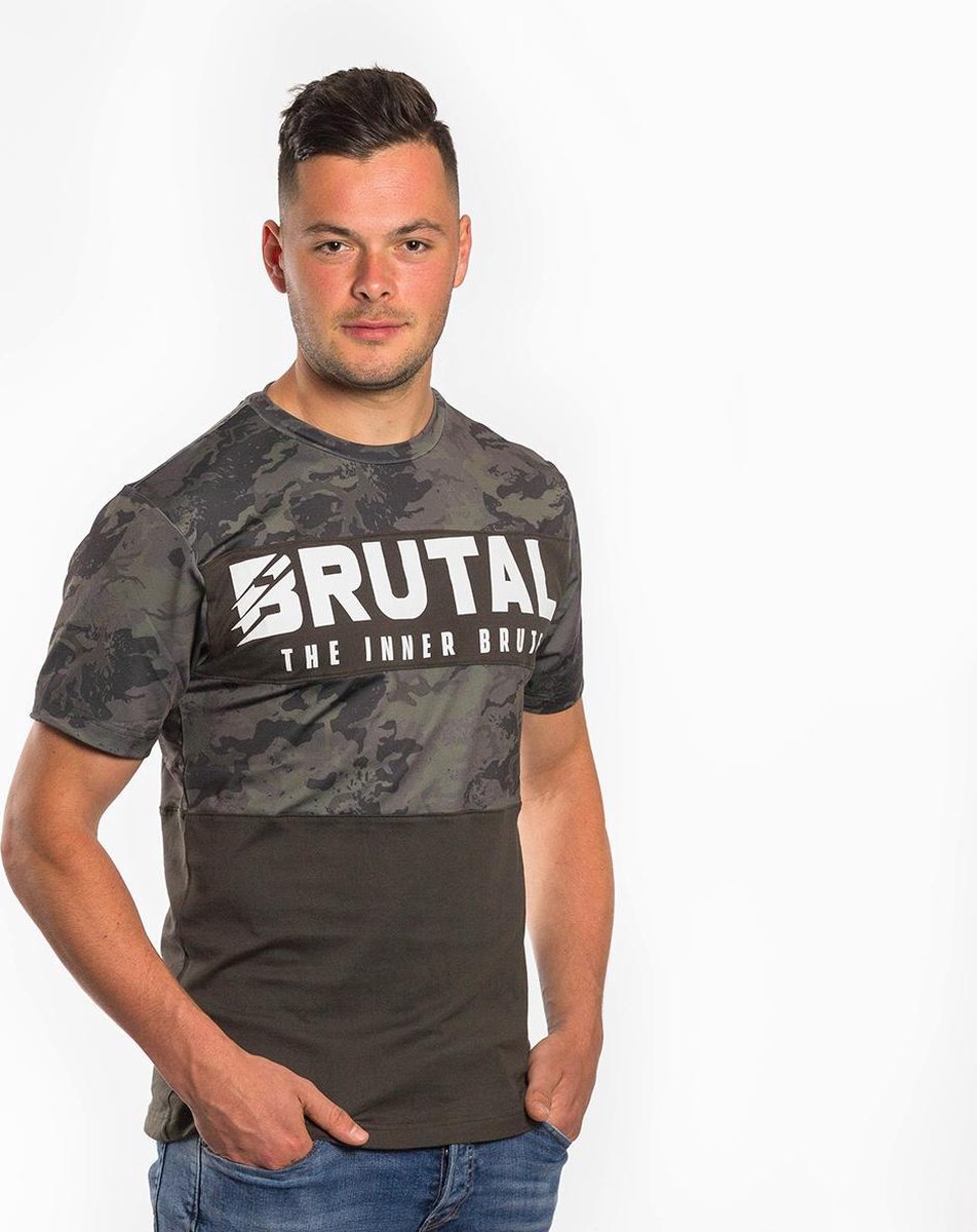 BRUTAL® T Shirt Heren Camouflage - Camouflage Shirt - Ronde Hals - Korte Mouw - Met Print - Met Opdruk - Maat S